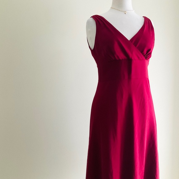 J. Crew Elegant Red Satin Midi Dress - Picture 2 of 5